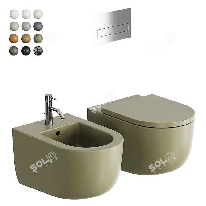 Futura Wall-Hung Toilet Bidet 3D model image 1