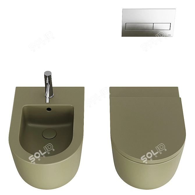 Futura Wall-Hung Toilet Bidet 3D model image 3