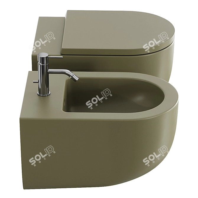 Futura Wall-Hung Toilet Bidet 3D model image 4