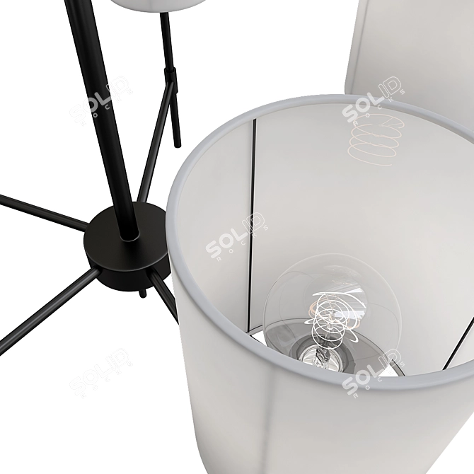 Modern Matte Black Chandelier Model 3D model image 2