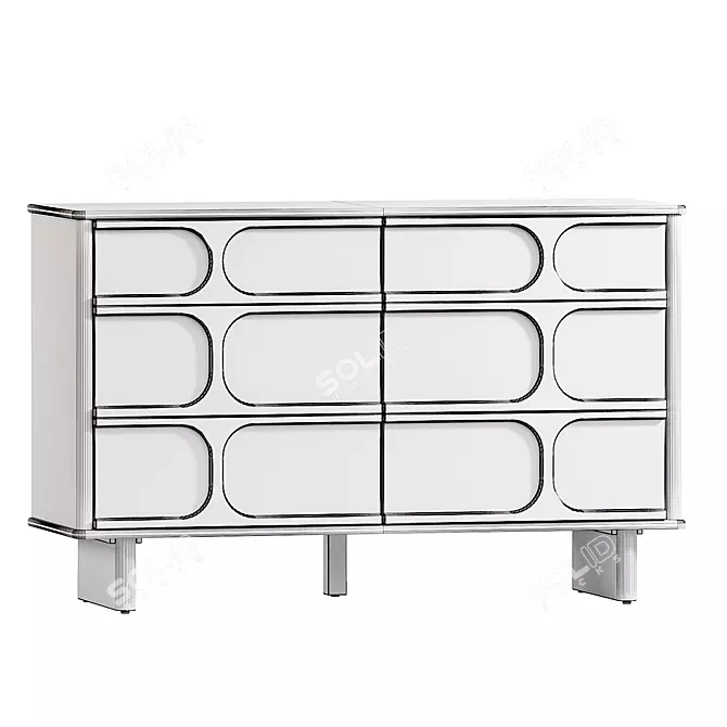 Vintage 6-Drawer Wooden Chest 3D model image 3