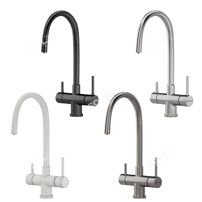 Modern Japanese Faucet Set 3 3D model image 3