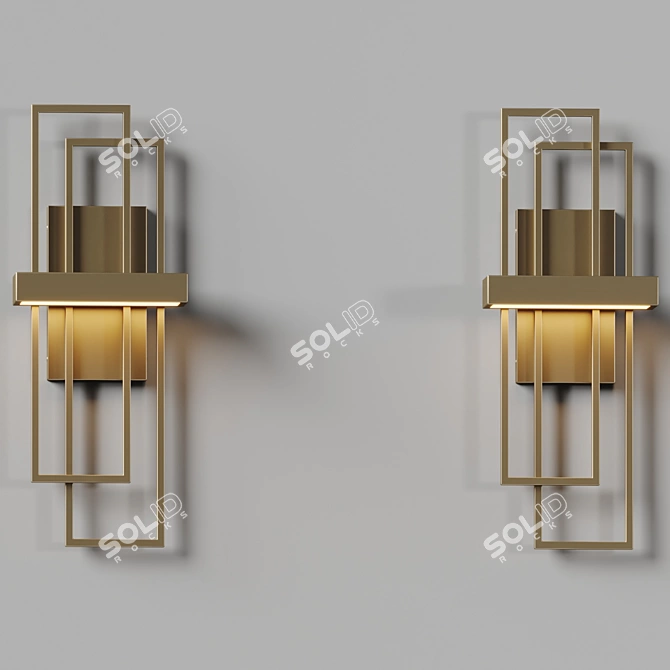 Modern Metal Geometric Wall Sconce 3D model image 2