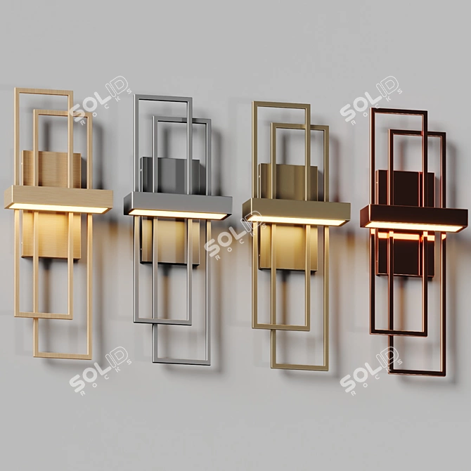 Modern Metal Geometric Wall Sconce 3D model image 4