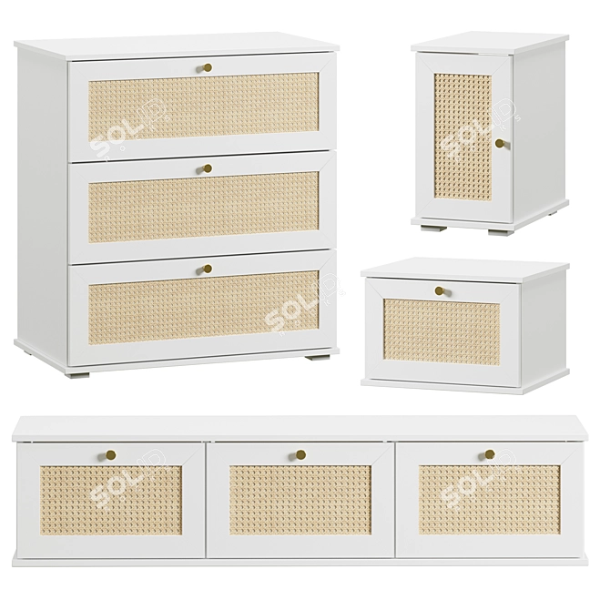 Alvis 1 Furniture Set White 3D model image 1