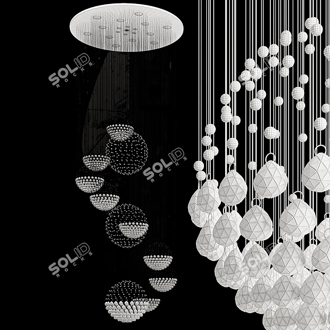 Crystal Solar Chandelier 3D Model 3D model image 6