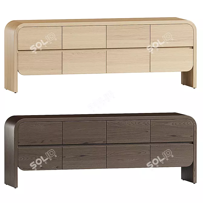 Minimalist Natural Wood Credenza Shelf 3D model image 1