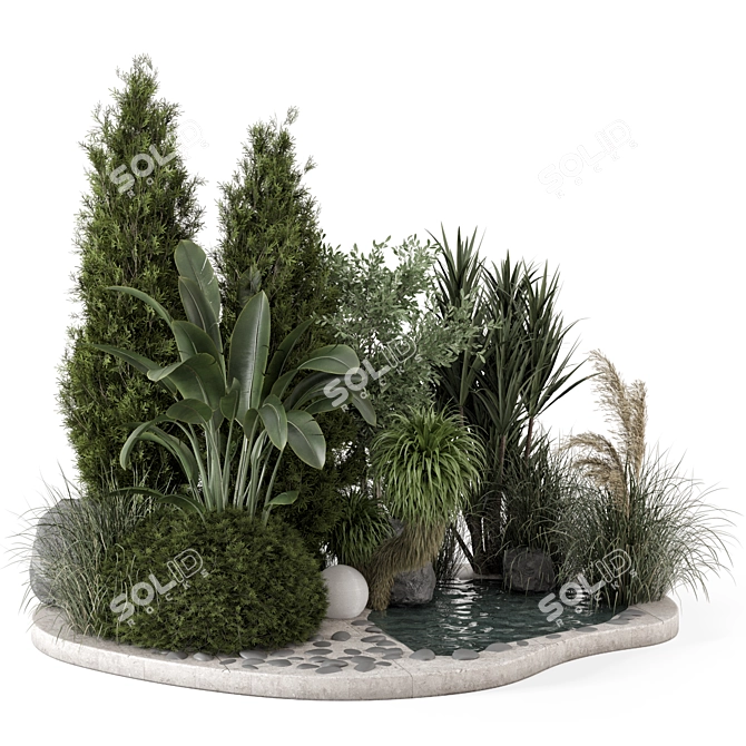  Outdoor Garden Set Bush_Tree 3D model image 2