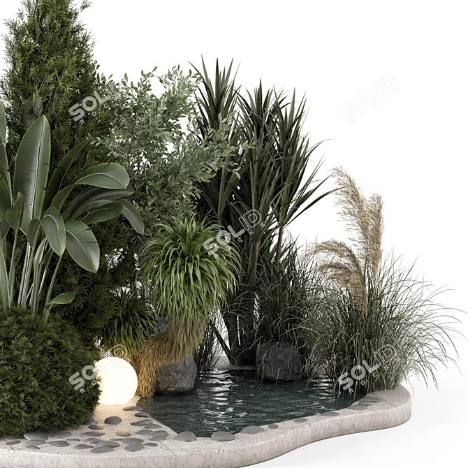  Outdoor Garden Set Bush_Tree 3D model image 3