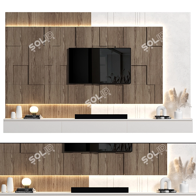 Easily Editable Modular TV Wall 3D model image 1