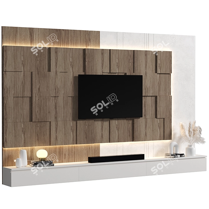 Easily Editable Modular TV Wall 3D model image 2