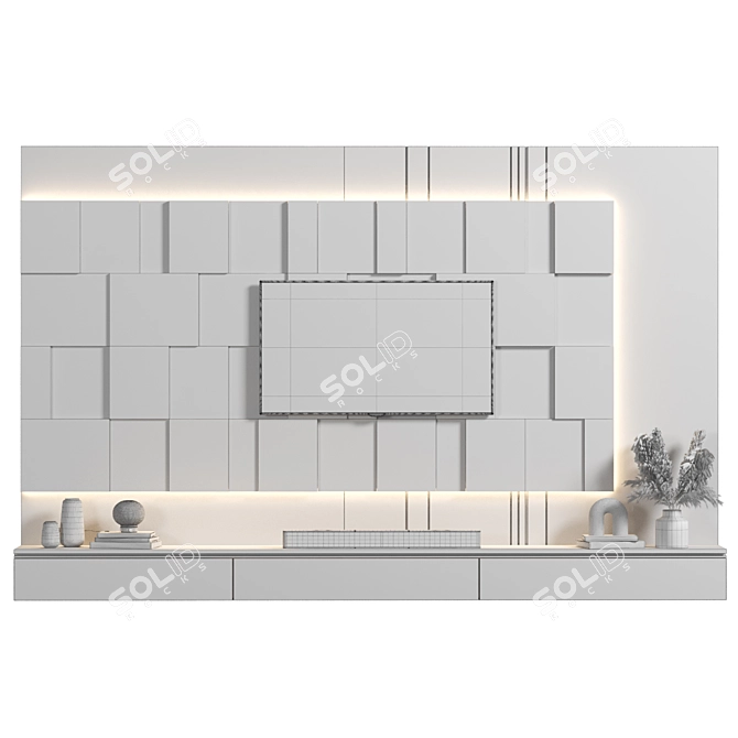 Easily Editable Modular TV Wall 3D model image 4