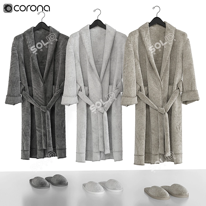 Luxury Spa Set: Robe & Slippers 3D model image 1