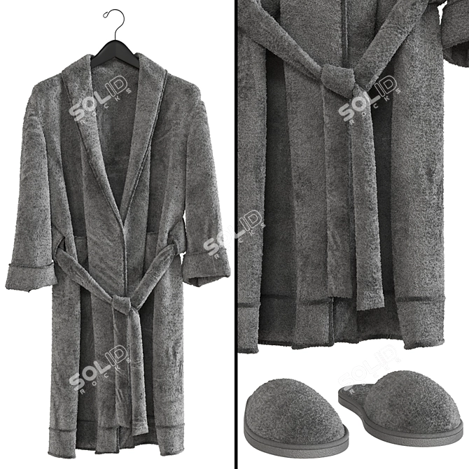 Luxury Spa Set: Robe & Slippers 3D model image 4