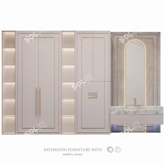 Custom Bathroom Furniture Set 3D model image 1