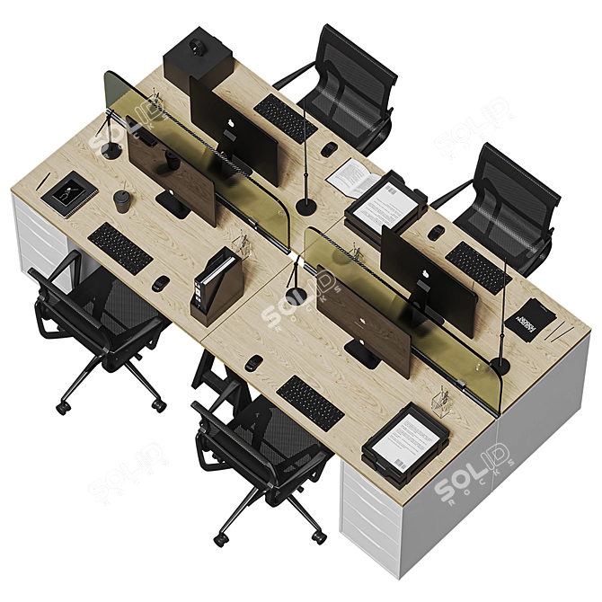 High-Detail Office Furniture Collection 3D model image 1