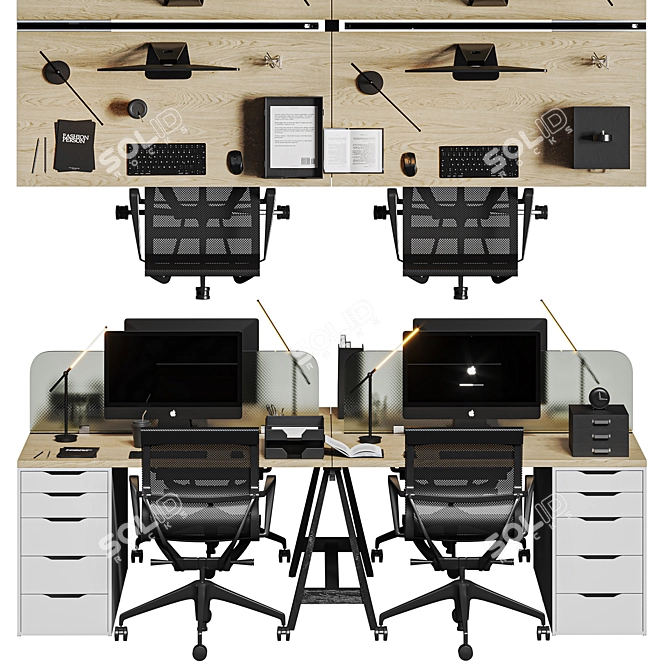 High-Detail Office Furniture Collection 3D model image 2