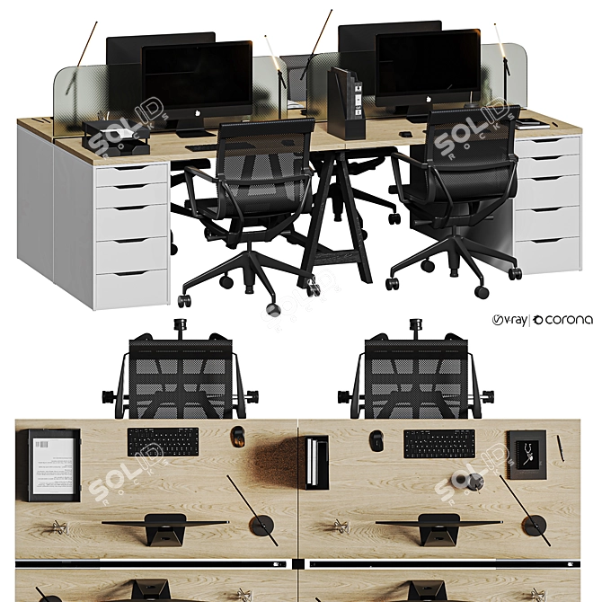 High-Detail Office Furniture Collection 3D model image 6