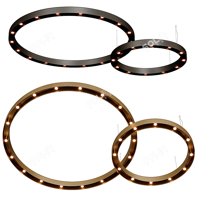 Metallic Ring Dot Pendant Light 3D model image 1