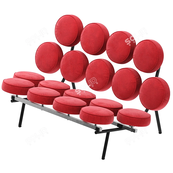 Modern Red Velvet Sofa Vray 3D model image 1