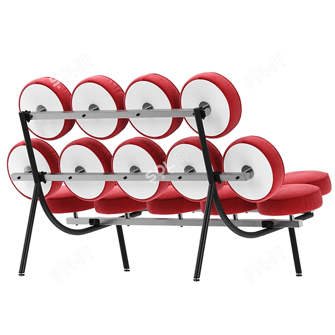 Modern Red Velvet Sofa Vray 3D model image 5