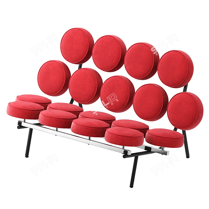 Modern Red Velvet Sofa Vray 3D model image 6