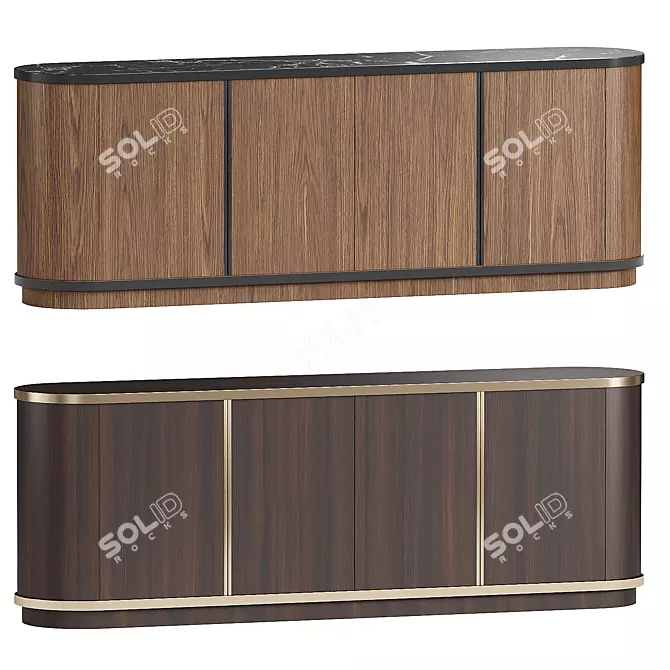 Modern Brown Wooden Sideboard Cabinet 3D model image 1