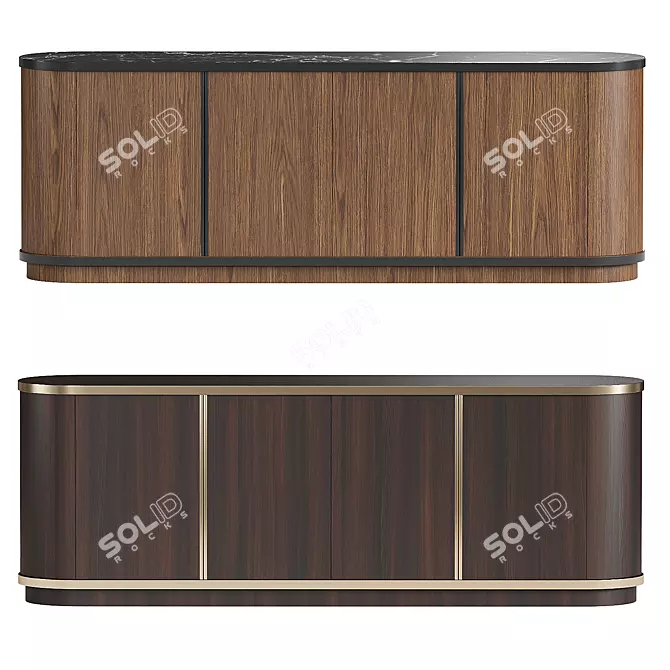 Modern Brown Wooden Sideboard Cabinet 3D model image 2