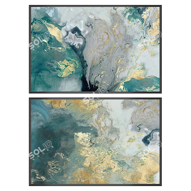 Wall Art Set with Frames 3D model image 1