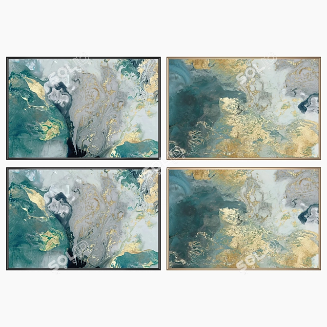 Wall Art Set with Frames 3D model image 2