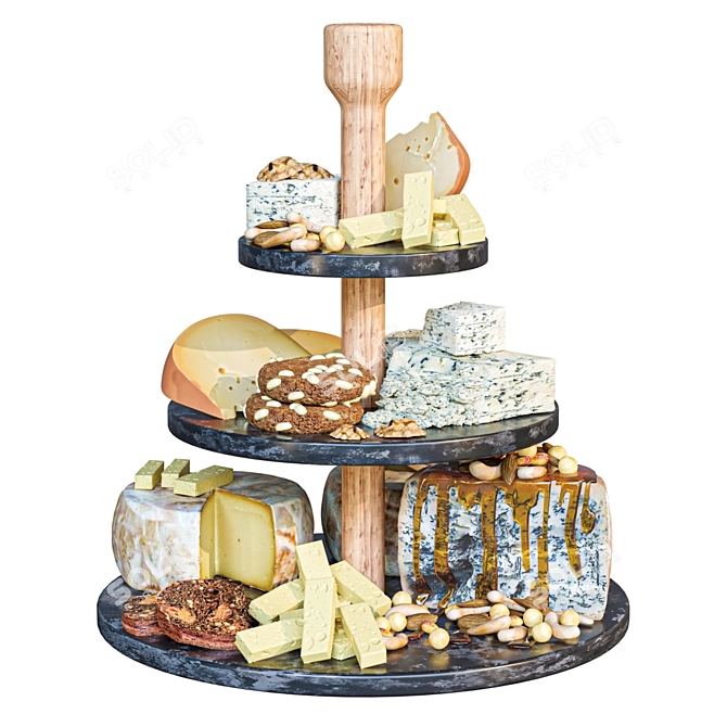 Cheese Plate 3D Model Set 3D model image 1