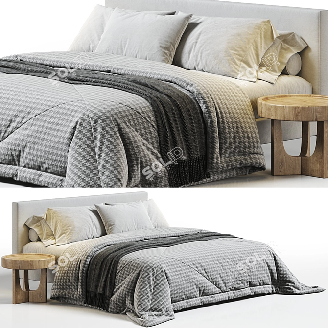 Sleek Emmett Bed Metal Legs 3D model image 1