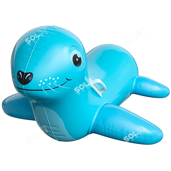 Blue Sea Lion Inflatable Rider 3D model image 3