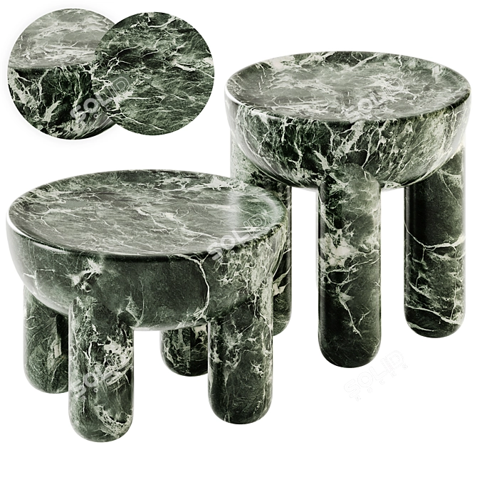 Luxury Marble Coffee Table Set 3D model image 1