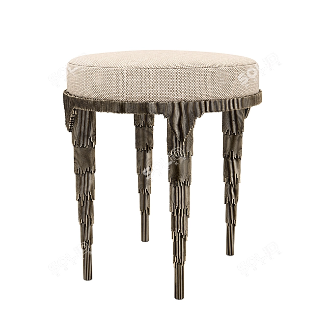 Rye Straw Ecru Base Stool 3D model image 7