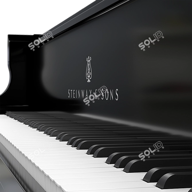 Sleek Steinway Black Piano 2015 3D model image 3