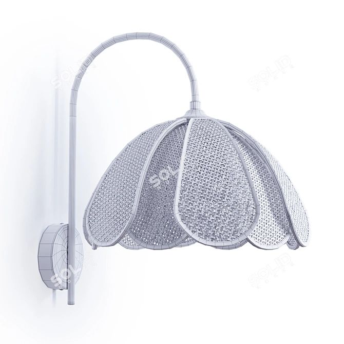 Rattan and Metal Petal Wall Sconce 3D model image 2