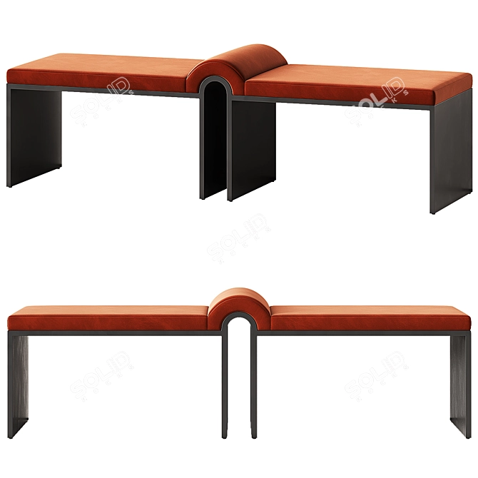 Velvet Bronze Arc Bench 3D model image 1