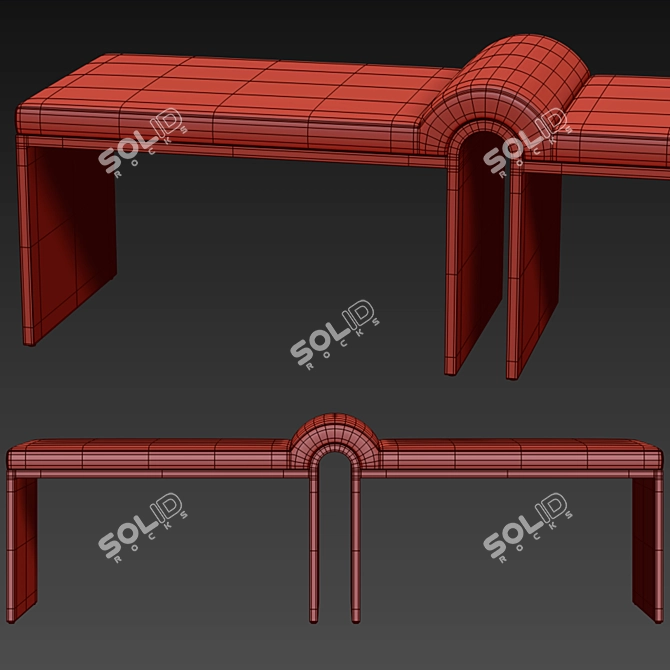 Velvet Bronze Arc Bench 3D model image 4