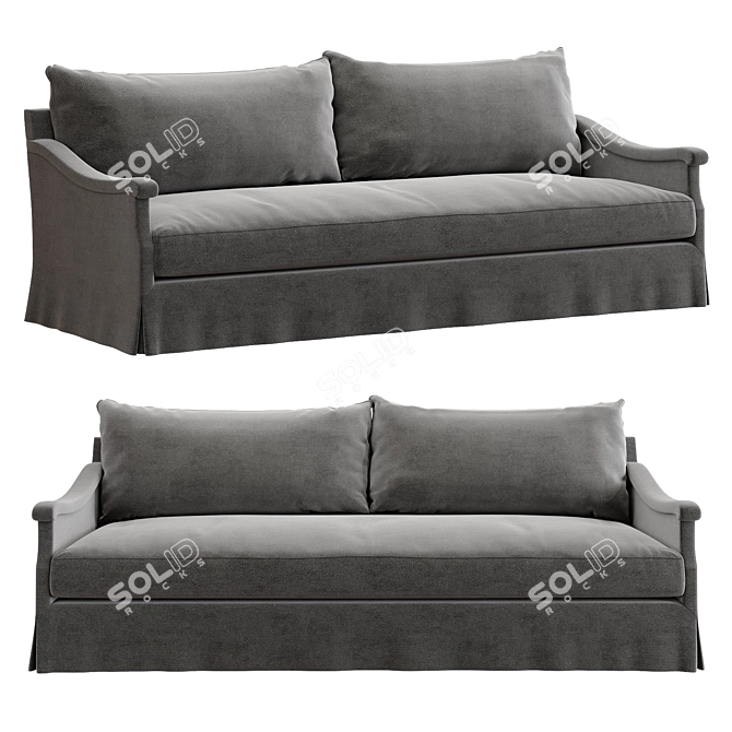 Luxury European Handcrafted Two-Seater Sofa 3D model image 1