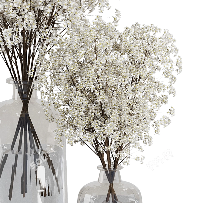 Versatile Baby's Breath Floral Bouquet 3D model image 3