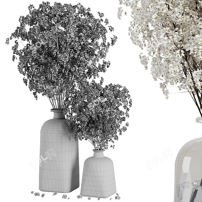 Versatile Baby's Breath Floral Bouquet 3D model image 5