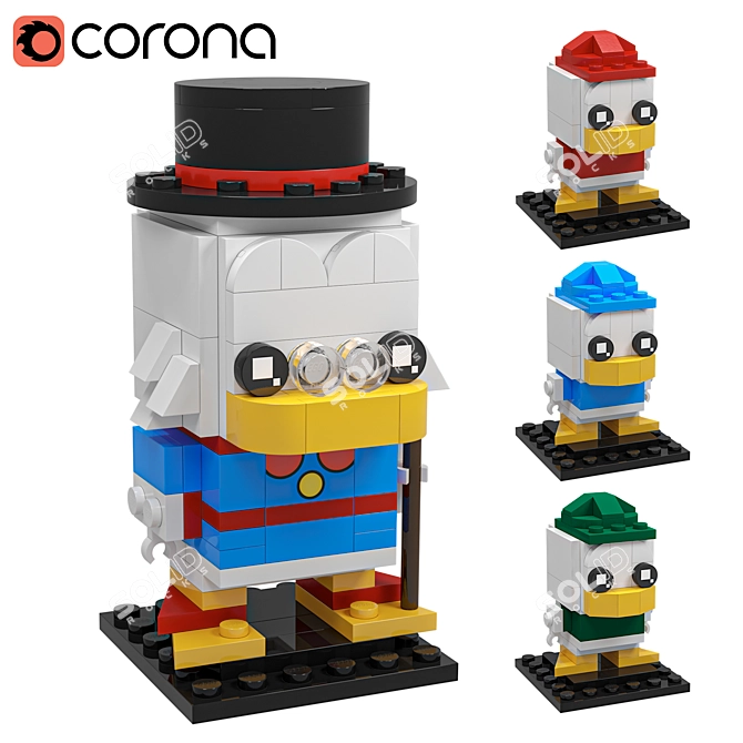 Lego Scrooge McDuck Characters 3D 3D model image 1