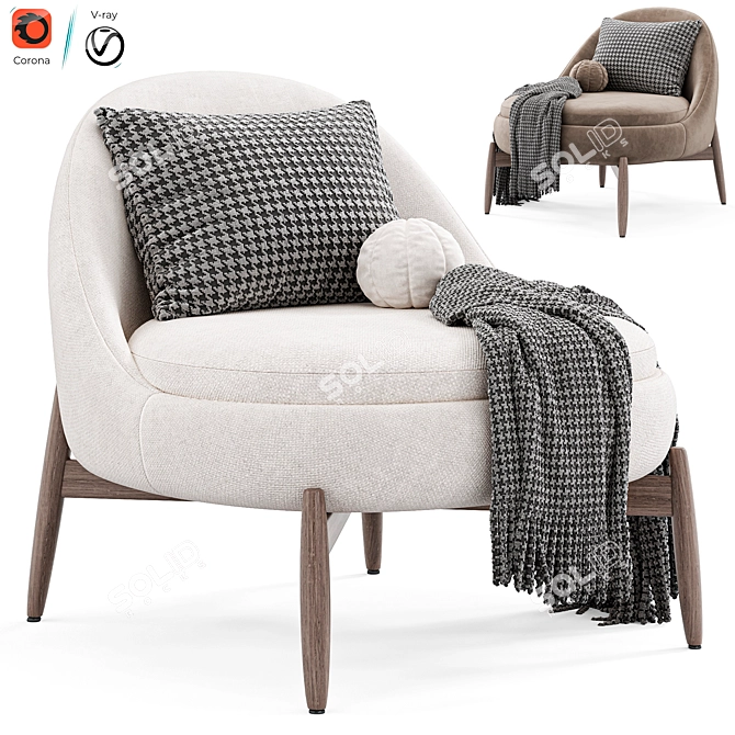 Modern Minotti Sendai Armchair in Multiple Formats 3D model image 1