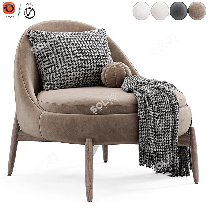 Modern Minotti Sendai Armchair in Multiple Formats 3D model image 4