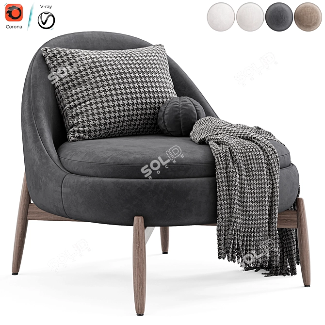 Modern Minotti Sendai Armchair in Multiple Formats 3D model image 6