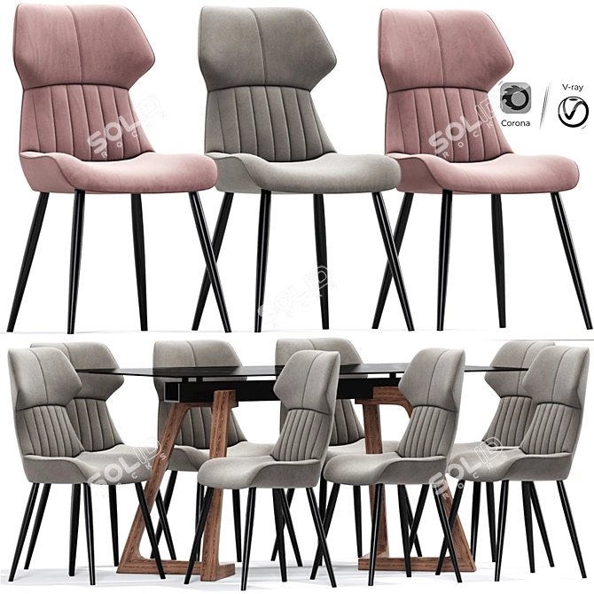 Sleek Nappa Leather Dining Chair 3D model image 2