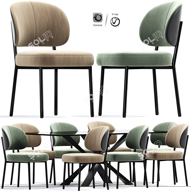 Gray Upholstered Side Chair Bundle 3D model image 1