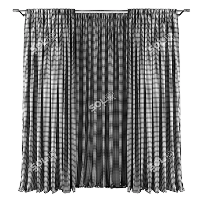 Modern Curtains Set, High-Quality Fabric 3D model image 2