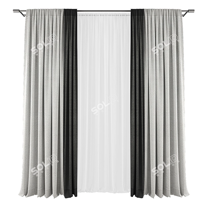 Modern Curtains Set, High-Quality Fabric 3D model image 3